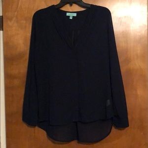 NWOT Sheer Navy Long sleeve  Blouse